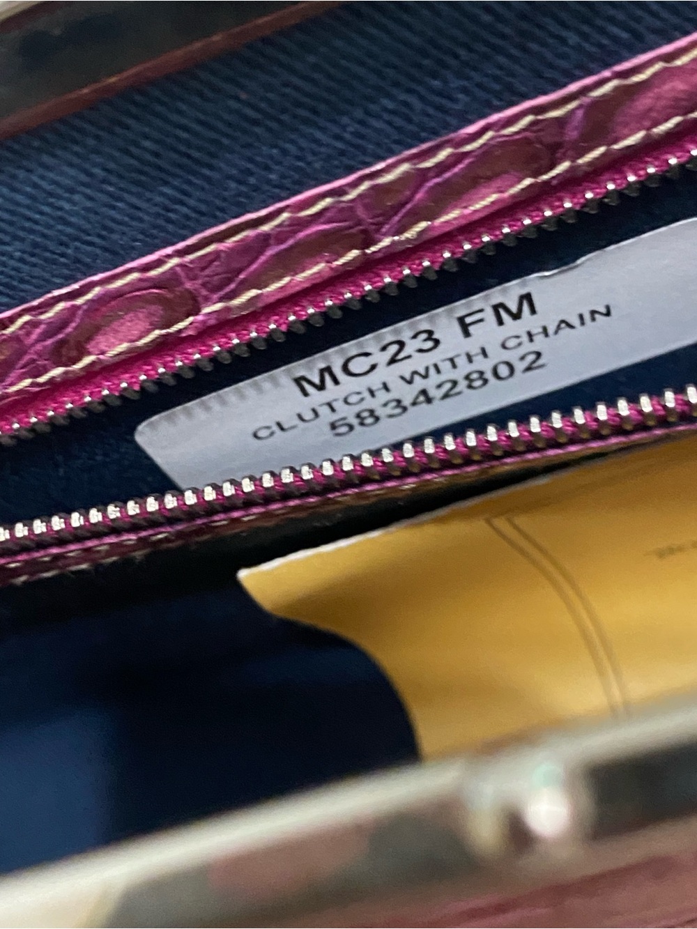 NEW Dooney & Bourke Rare Clutch Bag Metallic Pink Leather Croc Silver Vintage - Picture 15 of 16